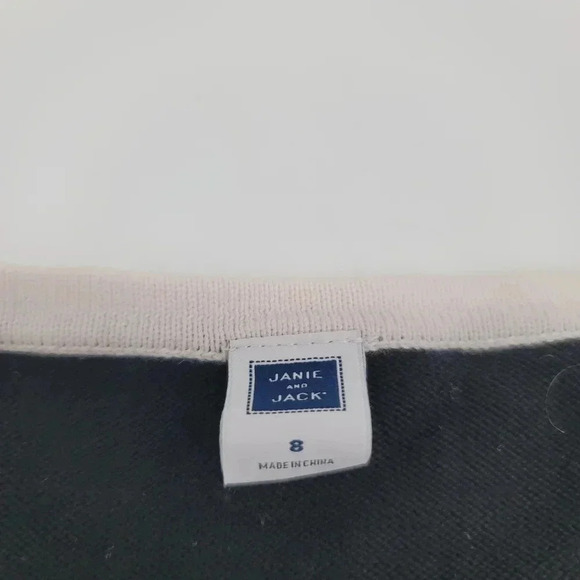 Janie and Jack Girls Black White Trim Button Long Slv Cotton Shrug Sweater Sz 8 - Picture 5 of 7